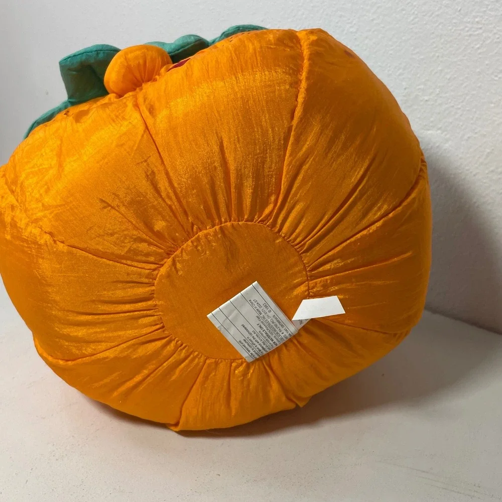 Vintage 90s Halloween Trick or Treat Bucket Plush Pumpkin Whimsical